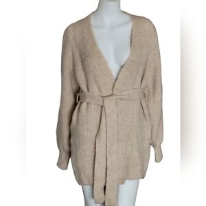 Topshop Belted Blouson Sleeve Cardigan Sandy Beige S, M, L